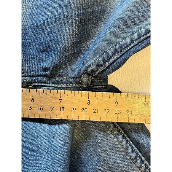 Free People Reagan Raw Hem Jeans Size 25 Blue Exposed Button Fly Skinny Fit - Picture 7 of 8